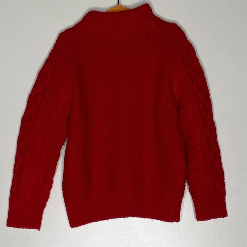 New Gap Toddler Mockneck Cable-Knit Red Sweater Boy's Size 3T
